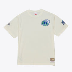Dallas Mavericks Hardwood Classics Chainstitch Premium T-Shirt for sale Cream | Mitchell & Ness US