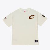 Cleveland Cavaliers Hardwood Classics Chainstitch Premium T-Shirt for sale Cream | Mitchell & Ness discount
