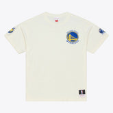 Golden State Warriors Hardwood Classics Chainstitch Premium T-Shirt for sale Cream | Mitchell & Ness