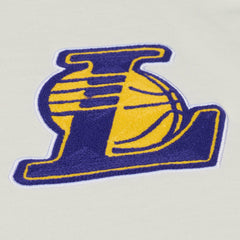Los Angeles Lakers Hardwood Classics Chainstitch Premium T-Shirt Cream | Mitchell & Ness discount