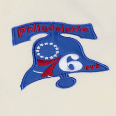 Philadelphia 76ers Hardwood Classics Chainstitch Premium Fleece Hoodie Cream | Mitchell & Ness US