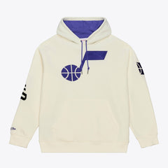 Utah Jazz Hardwood Classics Chainstitch Premium Fleece Hoodie Cream | Mitchell & Ness outlet