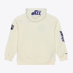 Utah Jazz Hardwood Classics Chainstitch Premium Fleece Hoodie Cream | Mitchell & Ness outlet