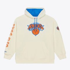 New York Knicks Hardwood Classics Chainstitch Premium Fleece Hoodie Cream | Mitchell & Ness