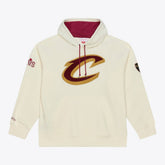 Cleveland Cavaliers Hardwood Classics Chainstitch Premium Fleece Hoodie for sale Cream | Mitchell & Ness US