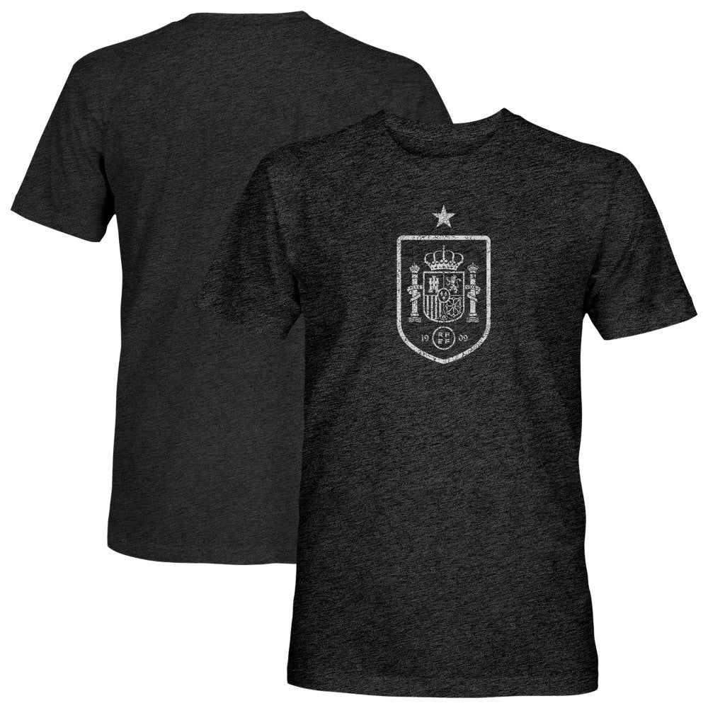 Spain National Team 1863FC Mono Badge Vintage Tri-Blend T-Shirt Black