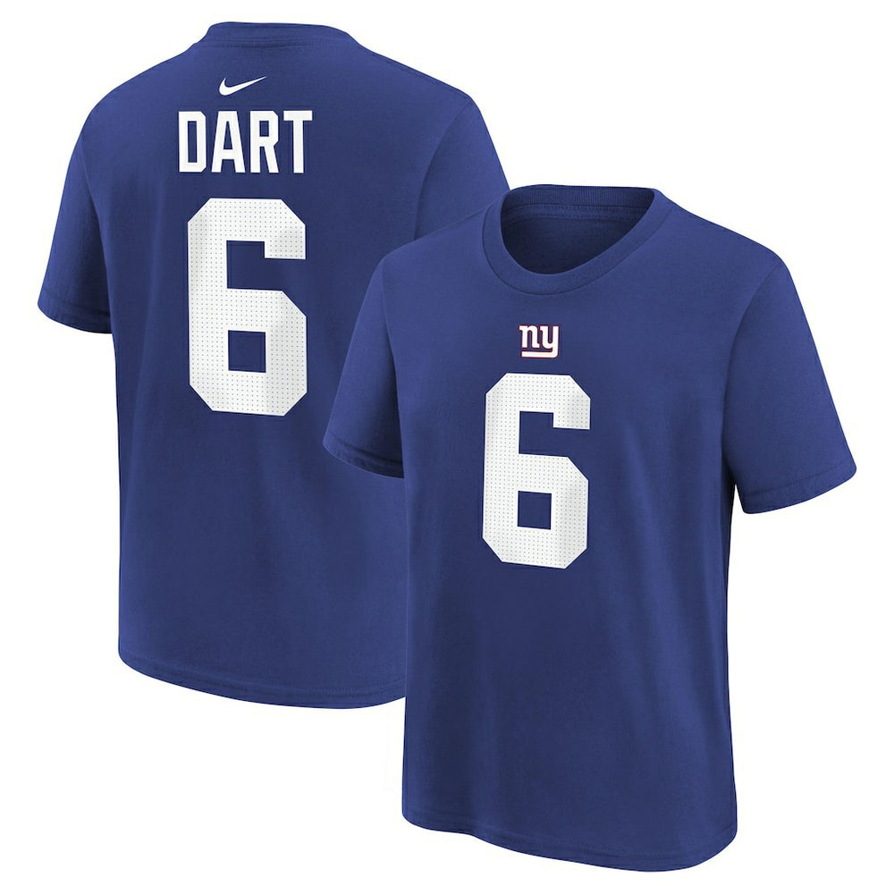 Nike Jaxson Dart New York Giants Youth Name & Number T-Shirt Royal