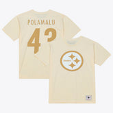 Mitchell & Ness Troy Polamalu Pittsburgh Steelers Sandman Name & Number T-Shirt Cream