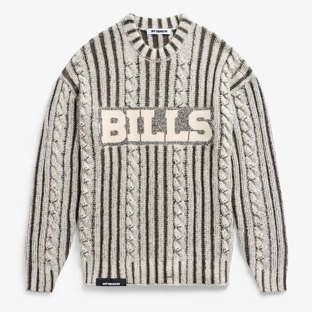 Buffalo Bills Off Season x NFL Unisex Cable Knit Sweater Cream/Gray