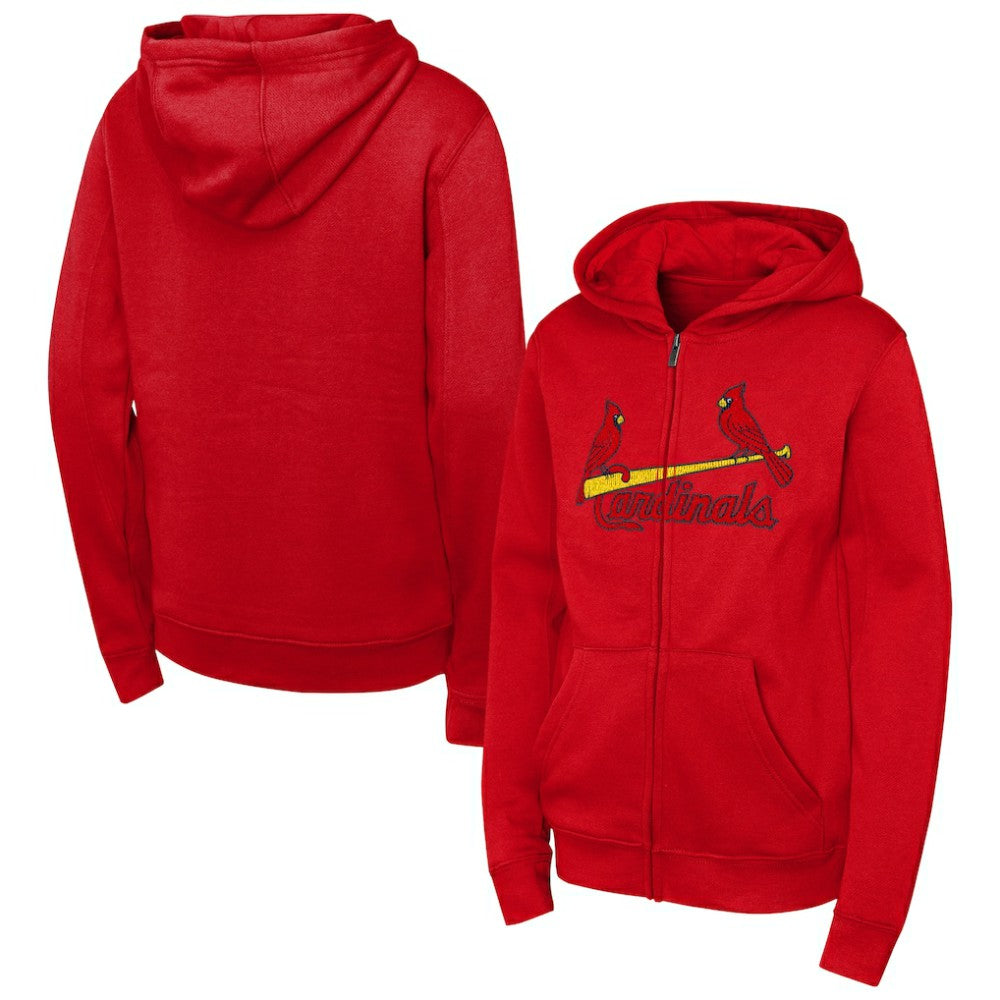 St. Louis Cardinals Outerstuff Youth Wordmark Fleece Full-Zip Hoodie - Red - MLB Online