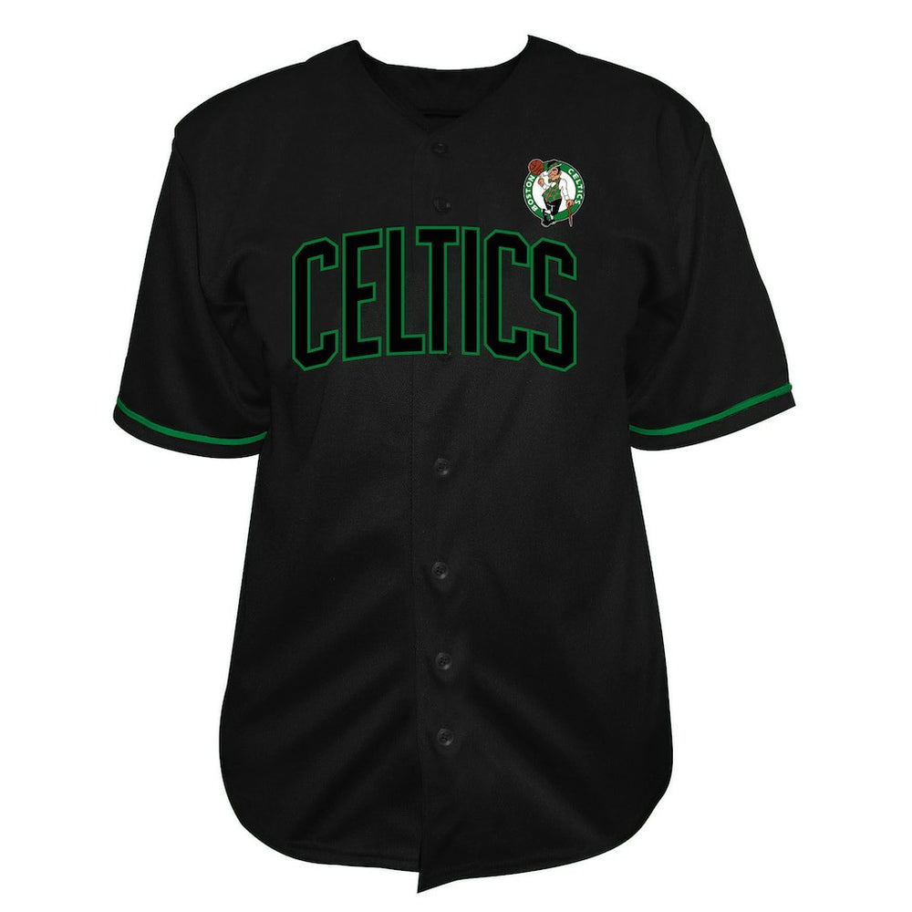 Boston Celtics Big & Tall Pop Full-Button Baseball Jersey Black | Fanatics Lifestyle
