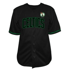 Boston Celtics Big & Tall Pop Full-Button Baseball Jersey Black | Fanatics Lifestyle