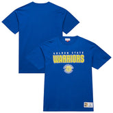 Golden State Warriors Hardwood Classics Throw It Back Premium T-Shirt for sale Royal | Mitchell & Ness online