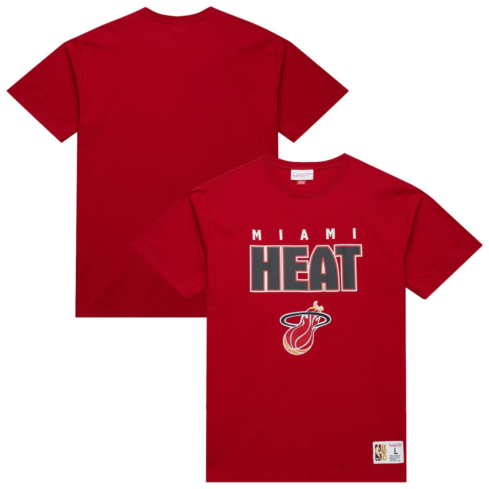 Miami Heat Hardwood Classics Throw It Back Premium T-Shirt Red | Mitchell & Ness Near Me