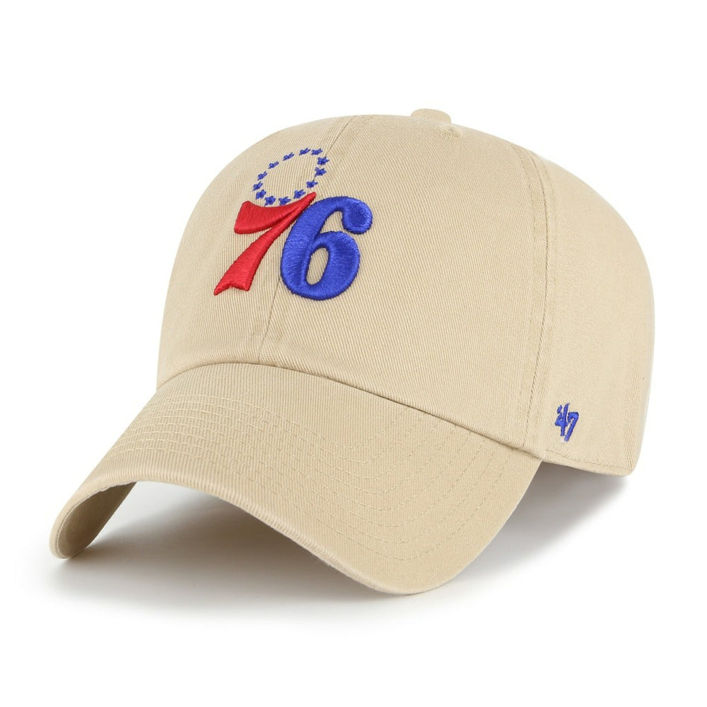 Philadelphia 76ers '47 Logo Clean Up Adjustable Hat Khaki | 47 brand outlet