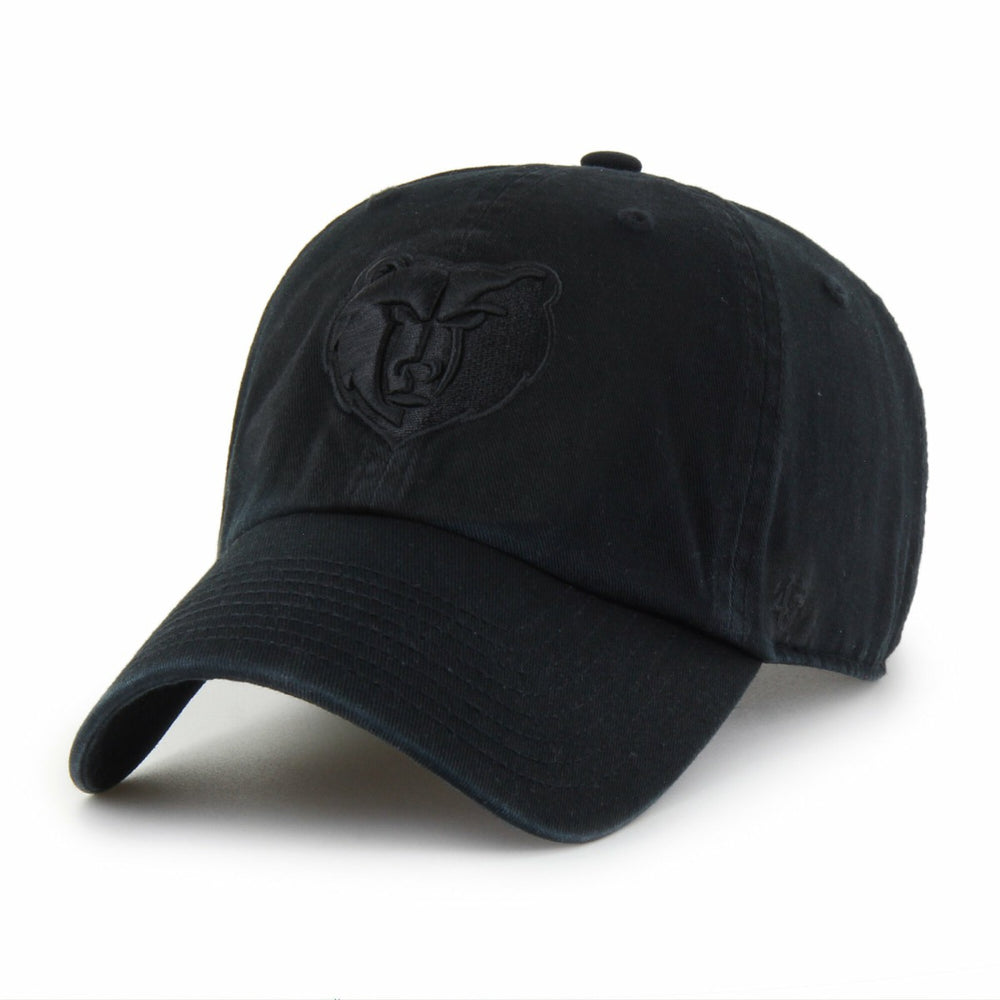 Memphis Grizzlies '47 Black on Black Clean Up Adjustable Hat | 47 brand Lifestyle
