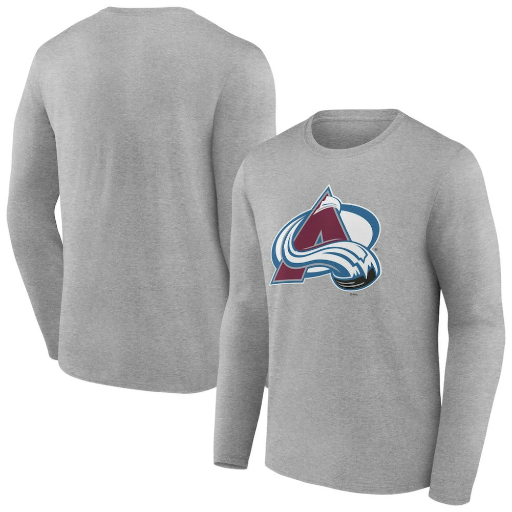 Colorado Avalanche Women's Primary Logo Long Sleeve V-Neck T-Shirt - Gray - NHL 203555629