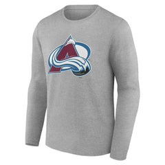 Colorado Avalanche Women's Primary Logo Long Sleeve V-Neck T-Shirt - Gray - NHL 203555629