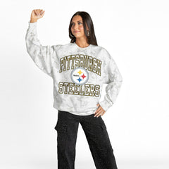 Pittsburgh Steelers Gameday Couture Women's Whiteout Oversized Premium Fleece Sweatshirt Arctic Camo