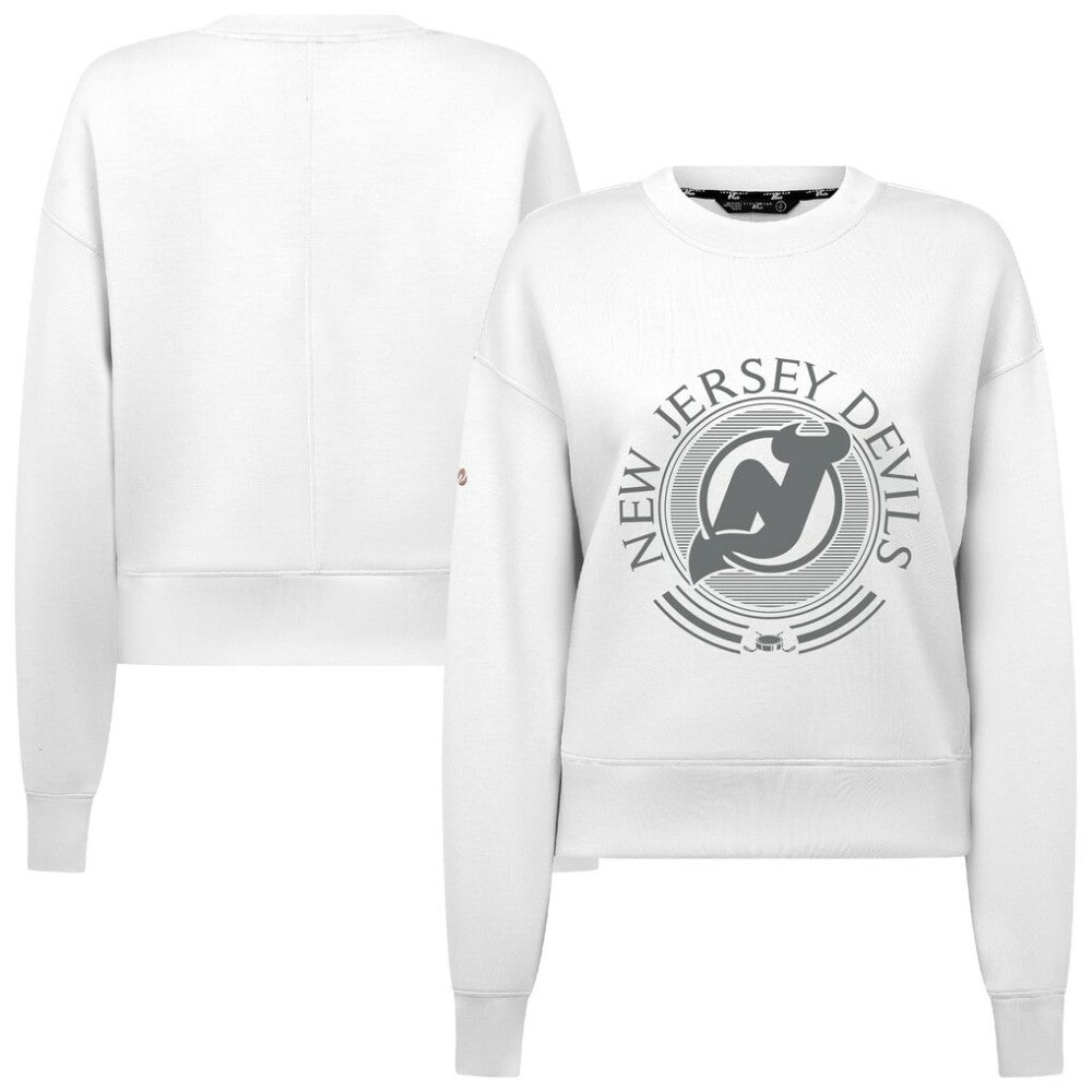 New Jersey Devils Levelwear Women's Slate & Snow Sponge Tri-Blend Sweatshirt - White - NHL 203561077