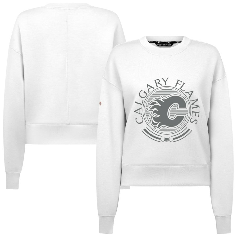 Calgary Flames Levelwear Women's Slate & Snow Sponge Tri-Blend Sweatshirt - White - NHL 203561130
