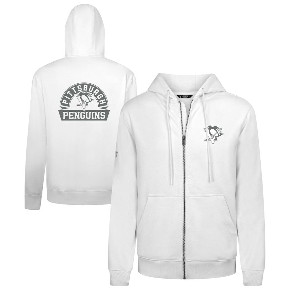 Pittsburgh Penguins Levelwear Podium Banner Arch Full-Zip Hoodie - White - NHL 203561199