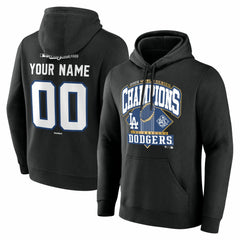 Los Angeles Dodgers 2025 World Series Champions Custom Name & Number Hoodie - Black - MLB Online