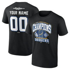 Los Angeles Dodgers 2025 World Series Champions Custom Name & Number T-Shirt - Black - MLB Lifestyle