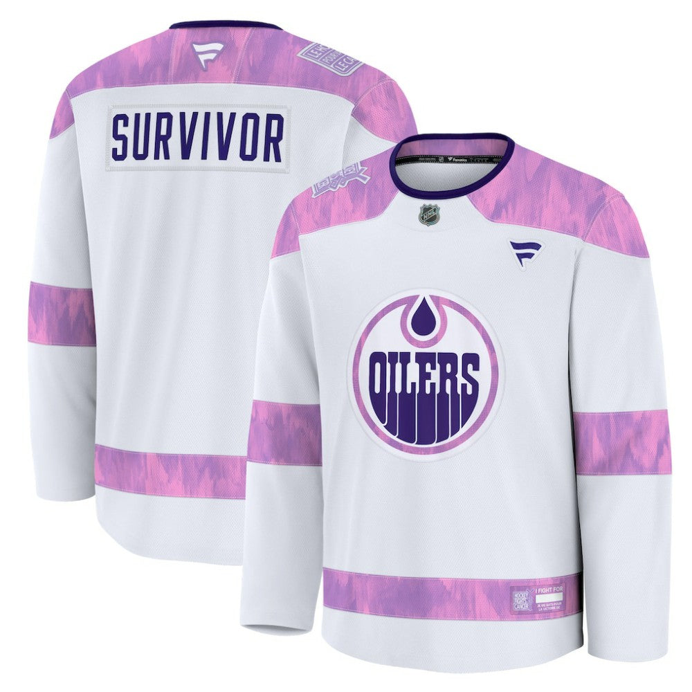 Edmonton Oilers Fanatics Hockey Fights Cancer Survivor Practice Jersey - White - NHL 203564976