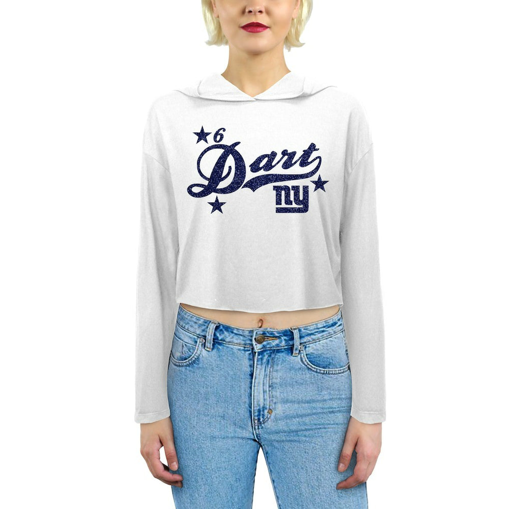 Jaxson Dart New York Giants Majestic Threads Women's Glitter Wordmark Hoodie White