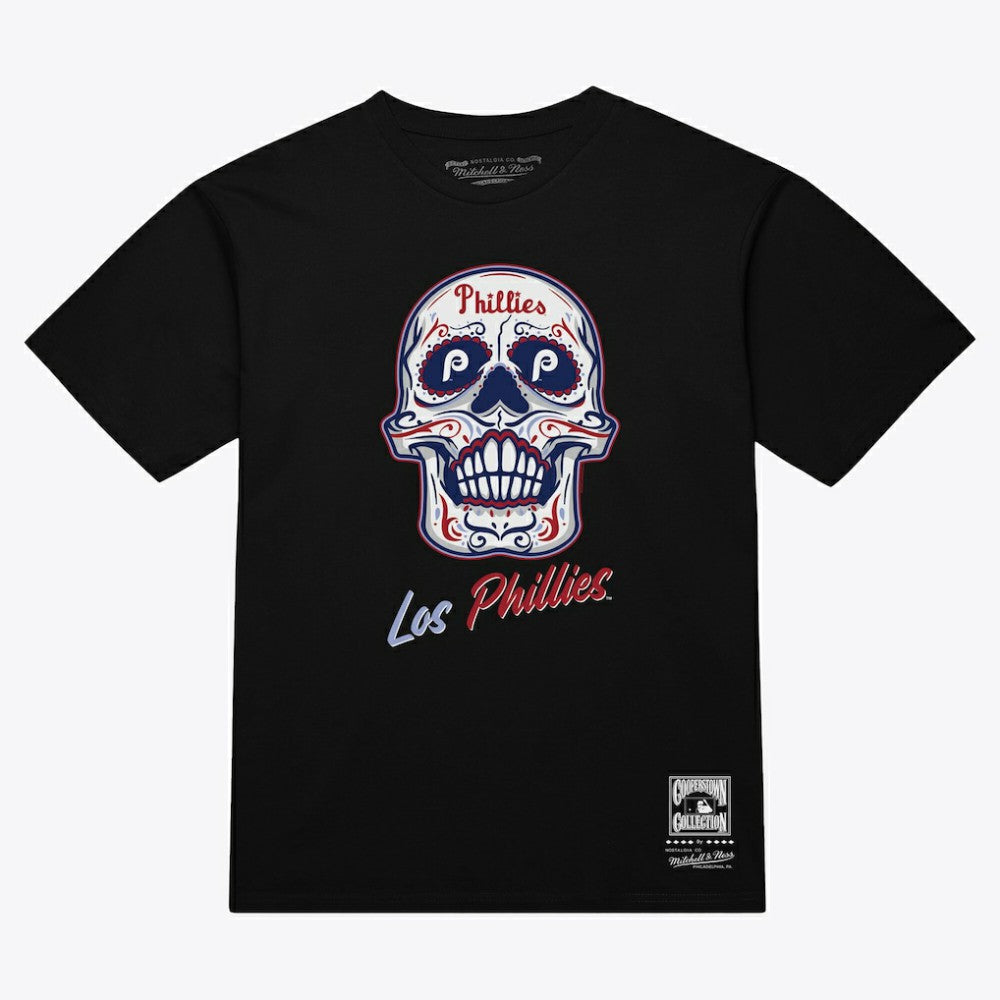Philadelphia Phillies Mitchell & Ness Women's Sugar Skull Boxy T-Shirt - Black - Mitchell & Ness Discount