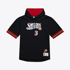 Allen Iverson Philadelphia 76ers Mesh Name & Number Short Sleeve Hoodie Black | Mitchell & Ness outlet