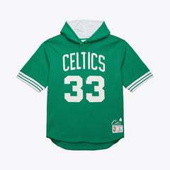 Larry Bird Boston Celtics Mesh Name & Number Short Sleeve Hoodie Kelly Green | Mitchell & Ness online