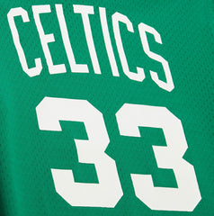Larry Bird Boston Celtics Mesh Name & Number Short Sleeve Hoodie Kelly Green | Mitchell & Ness online