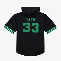 Larry Bird Boston Celtics Mesh Name & Number Short Sleeve Hoodie Black | Mitchell & Ness discount