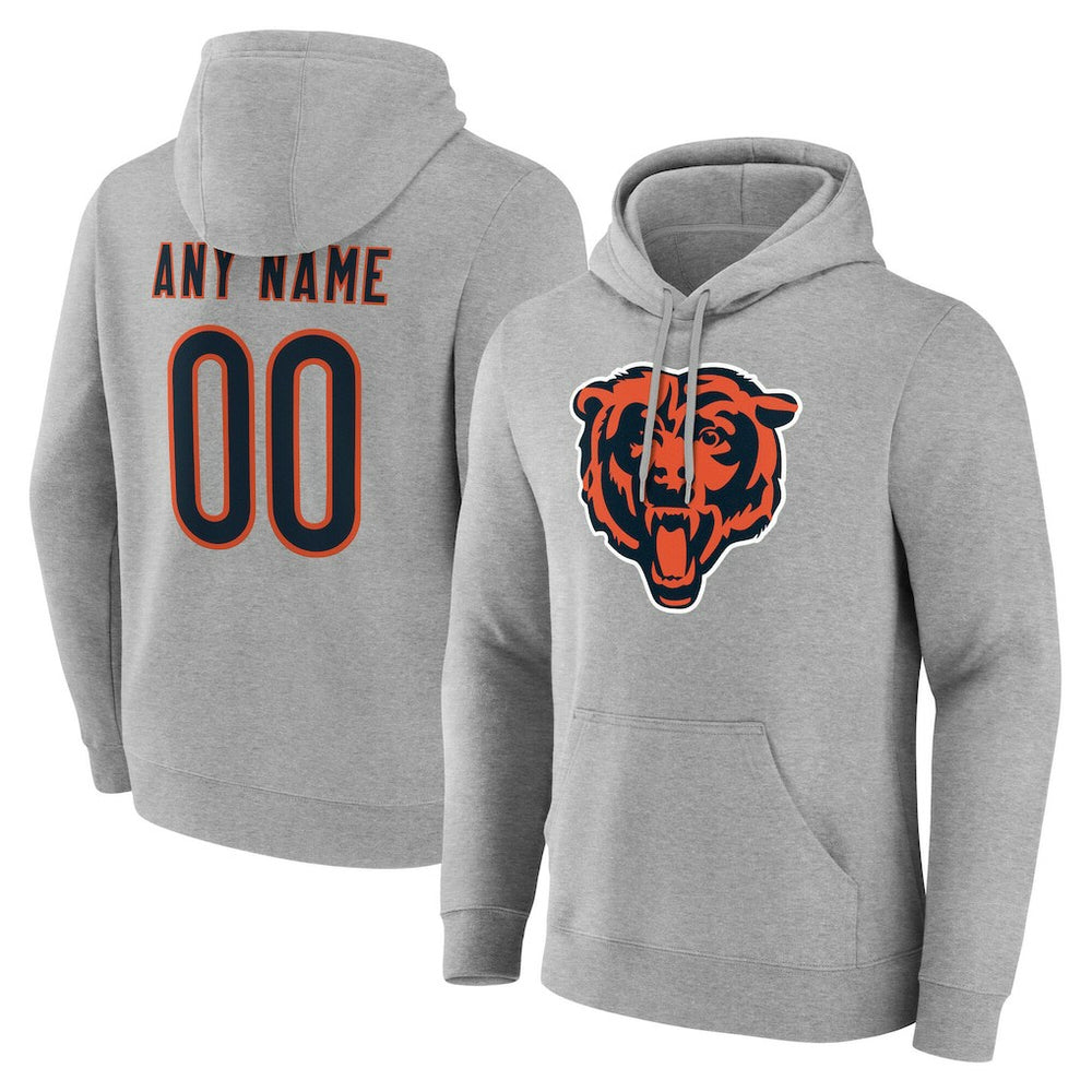 Chicago Bears Team Authentic Personalized Name & Number Hoodie Gray
