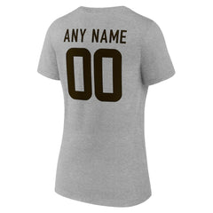 Cleveland Browns Women's Team Authentic Personalized Name & Number V-Neck T-Shirt Gray