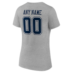 Dallas Cowboys Women's Team Authentic Personalized Name & Number V-Neck T-Shirt Gray
