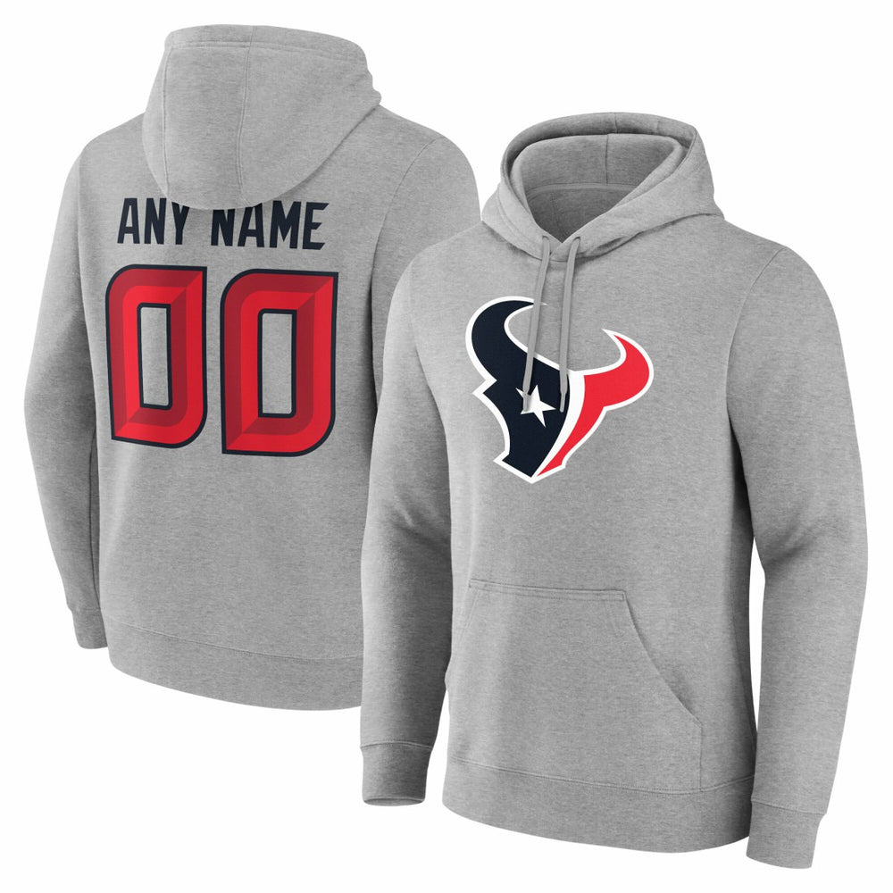 Houston Texans Team Authentic Personalized Name & Number Hoodie Gray