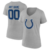 Indianapolis Colts Women's Team Authentic Personalized Name & Number V-Neck T-Shirt Gray