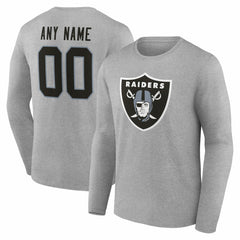 Las Vegas Raiders Team Authentic Personalized Name & Number Long Sleeve T-Shirt Gray