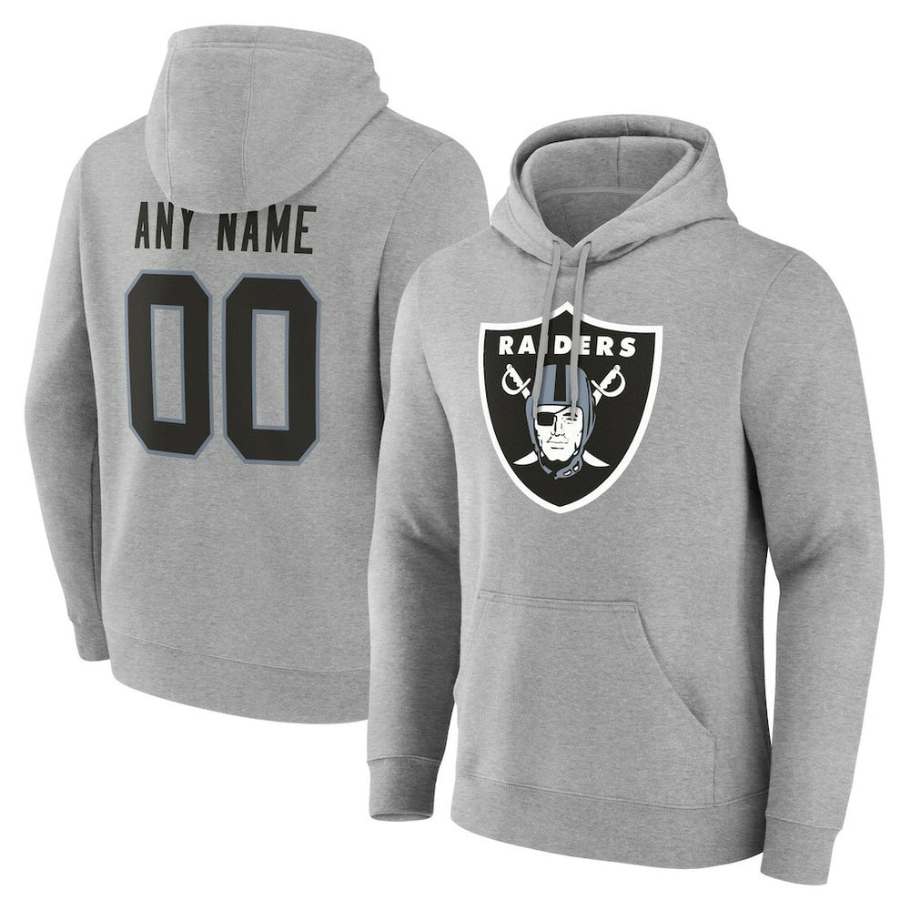 Las Vegas Raiders Team Authentic Personalized Name & Number Hoodie Gray