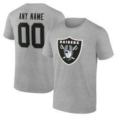 Las Vegas Raiders Team Authentic Personalized Name & Number T-Shirt Gray