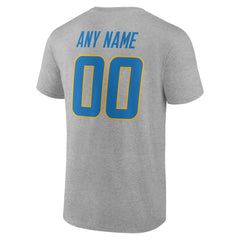 Los Angeles Chargers Team Authentic Personalized Name & Number T-Shirt Gray