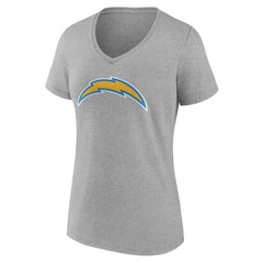 Los Angeles Chargers Women's Team Authentic Personalized Name & Number V-Neck T-Shirt Gray