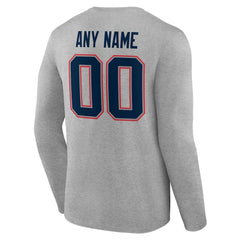 New England Patriots Team Authentic Personalized Name & Number Long Sleeve T-Shirt Gray