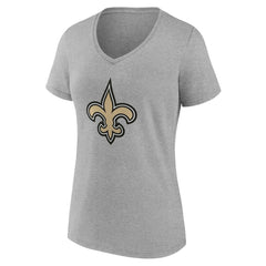 New Orleans Saints Women's Team Authentic Personalized Name & Number V-Neck T-Shirt Gray
