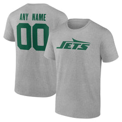 New York Jets Team Authentic Personalized Name & Number T-Shirt Gray