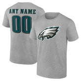 Philadelphia Eagles Team Authentic Personalized Name & Number T-Shirt Gray