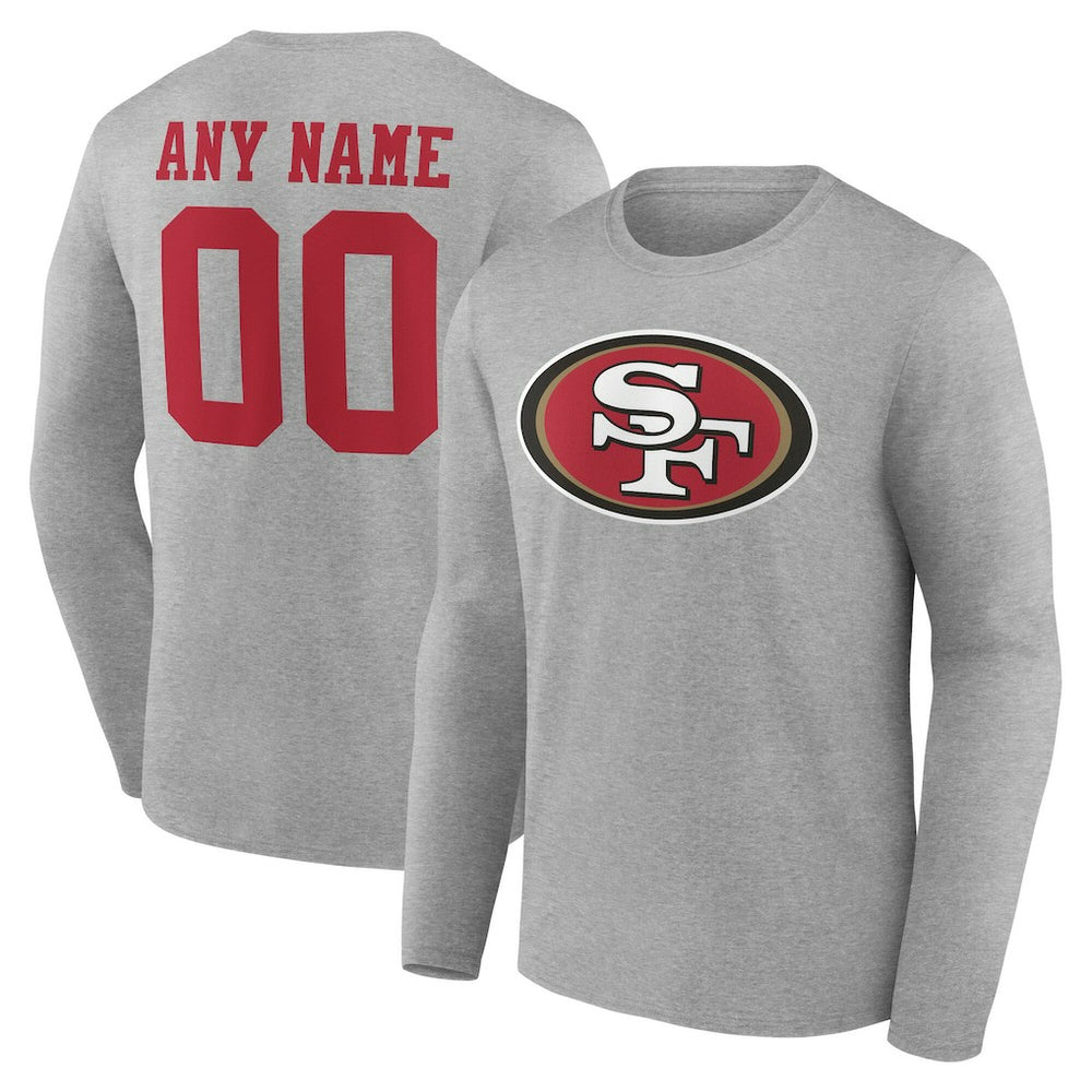 San Francisco 49ers Team Authentic Personalized Name & Number Long Sleeve T-Shirt Gray
